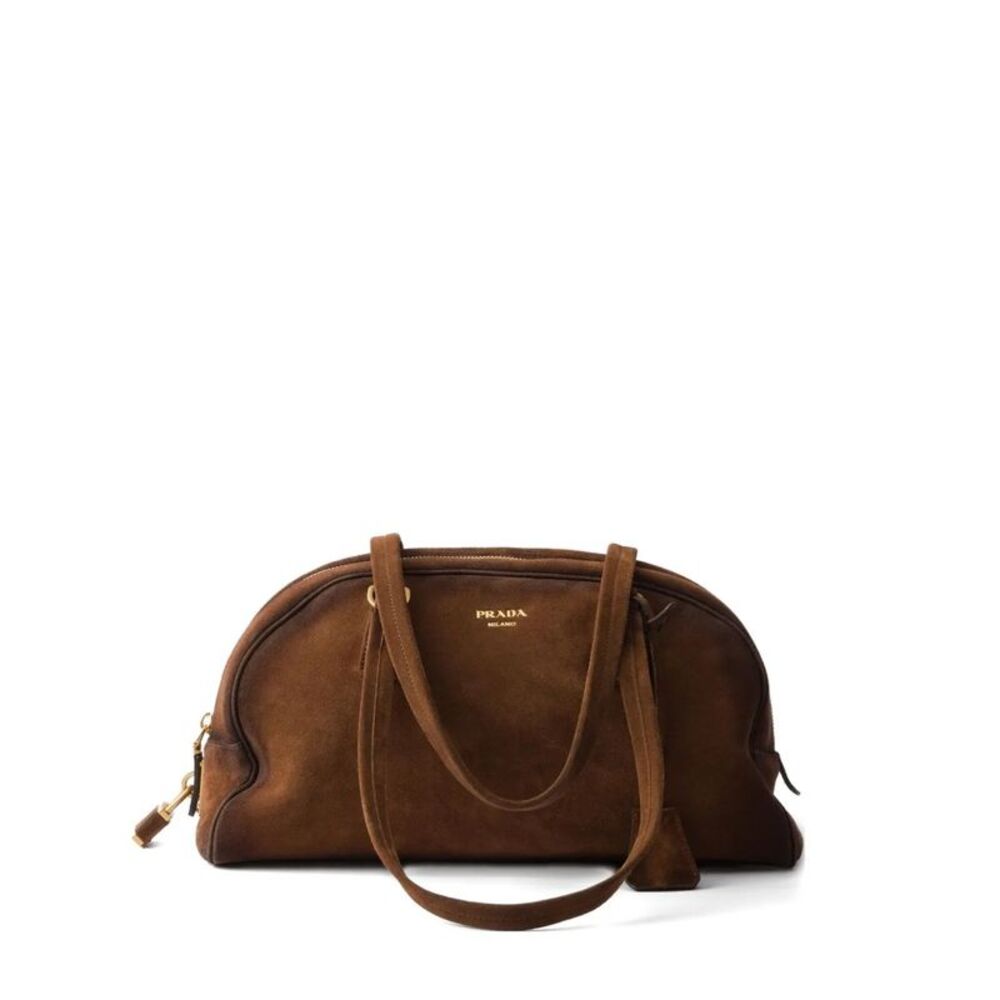 Prada Bowling Medium Suede Bag Women